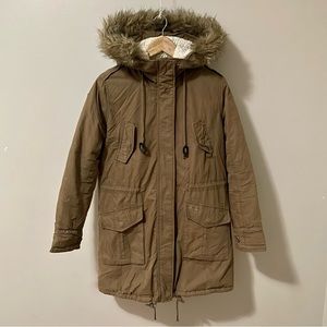 H & T Parka Winter Jacket Snow Coat Fur Hood Small